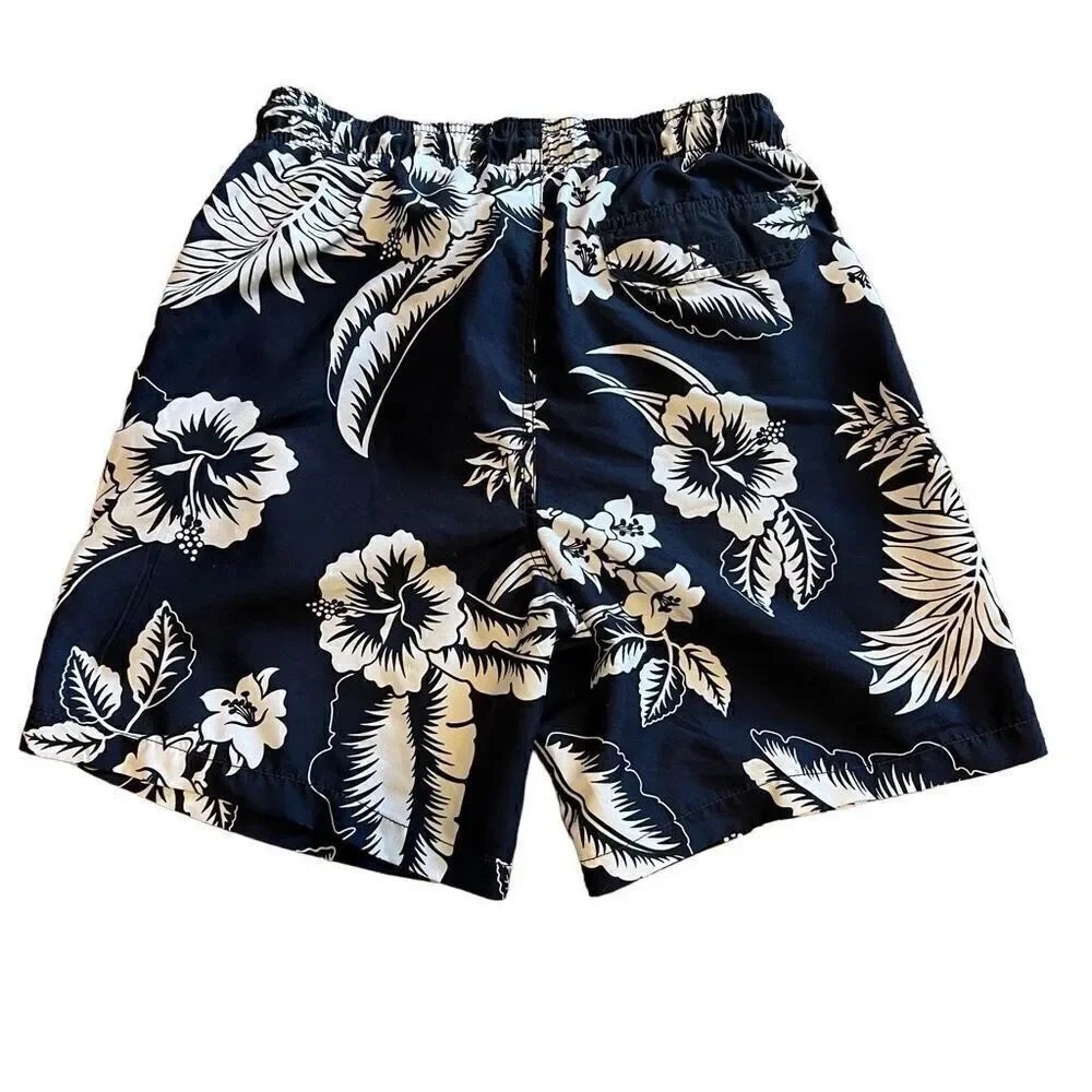 Hawaiian Print Swim Trunks. Navy and White. Size Small. Great Condition!!